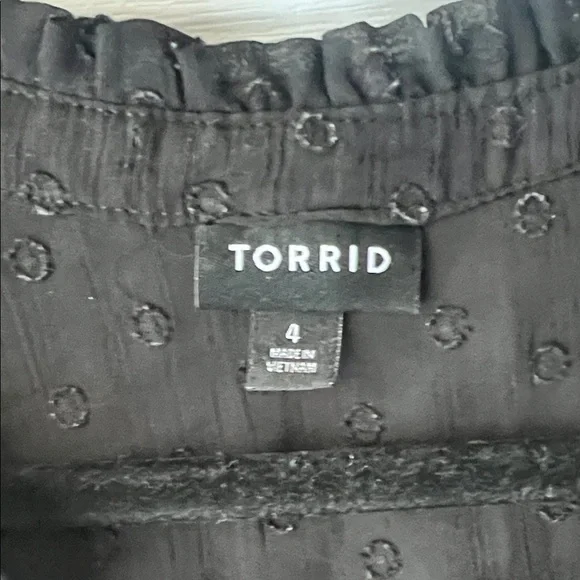 Torrid Black Chiffon Clip Dot Contrasting Eyelet Buttonup Top 4X EUC Whimsygoth - Picture 4 of 10